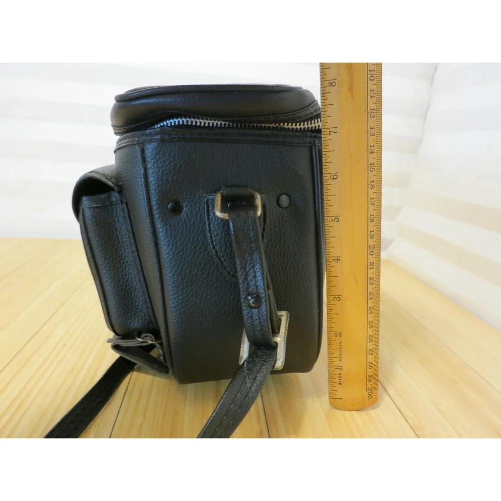 Vintage Kane-M Brand Black Zippered Bag Case With Strap 9x8x6 in. Made‎ in Korea